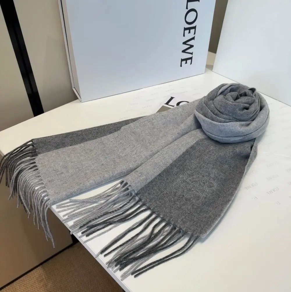 Loewe Scarves Fringed logo-embroidered scarf image 3