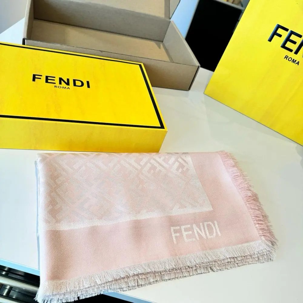 Fendi Scarves FF monogram fringe scarf image 9