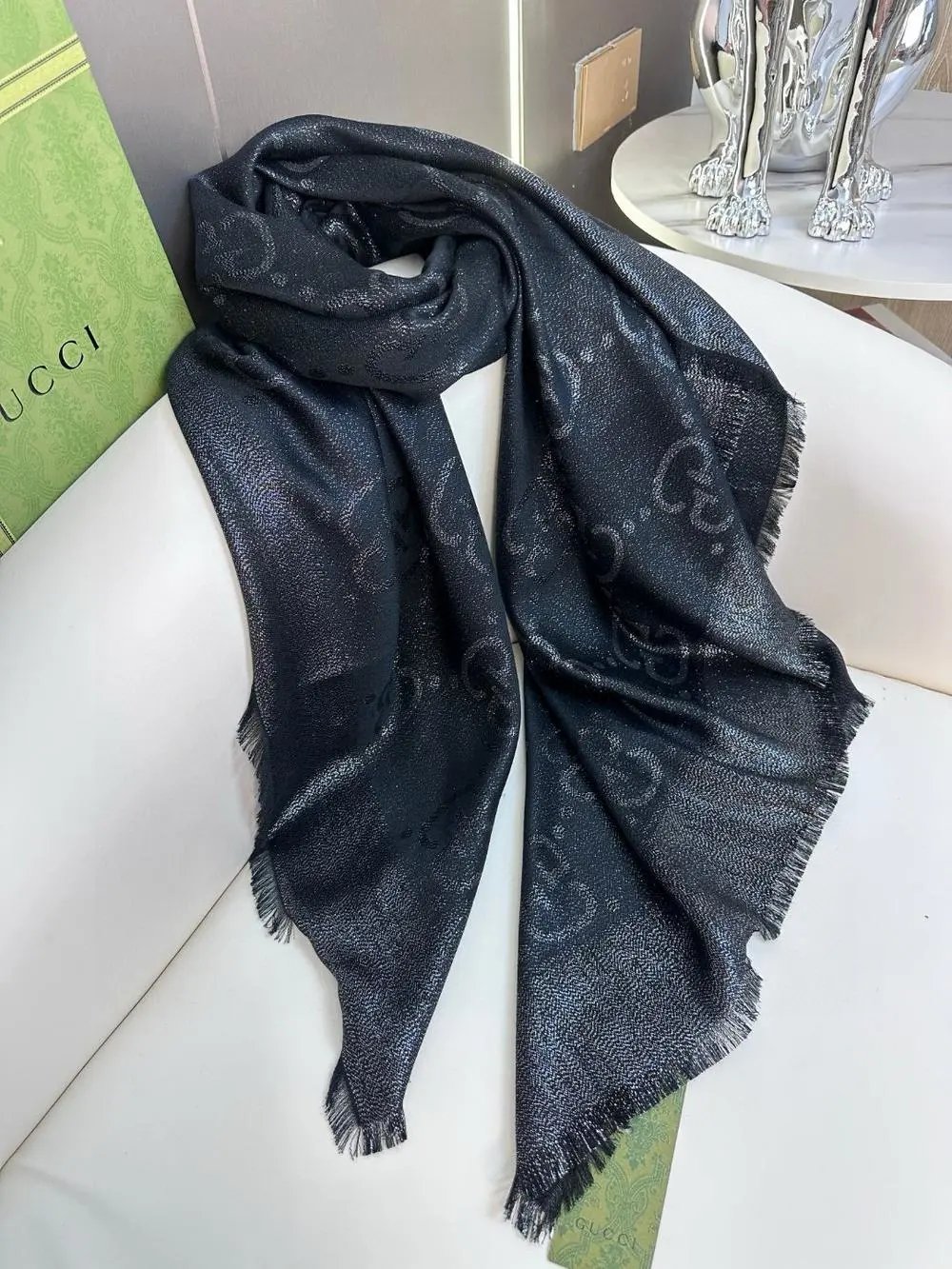 Gucci Scarves GG Monogram Fringed Scarf image 4