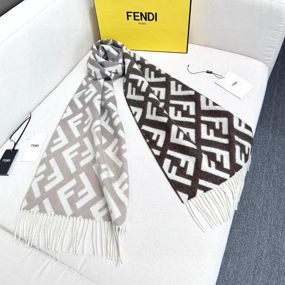 Fendi Scarves FF monogram fringed scarf image 6