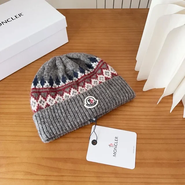 Moncler Hats Ribbed knit beanie with pom-pom product detail image 2