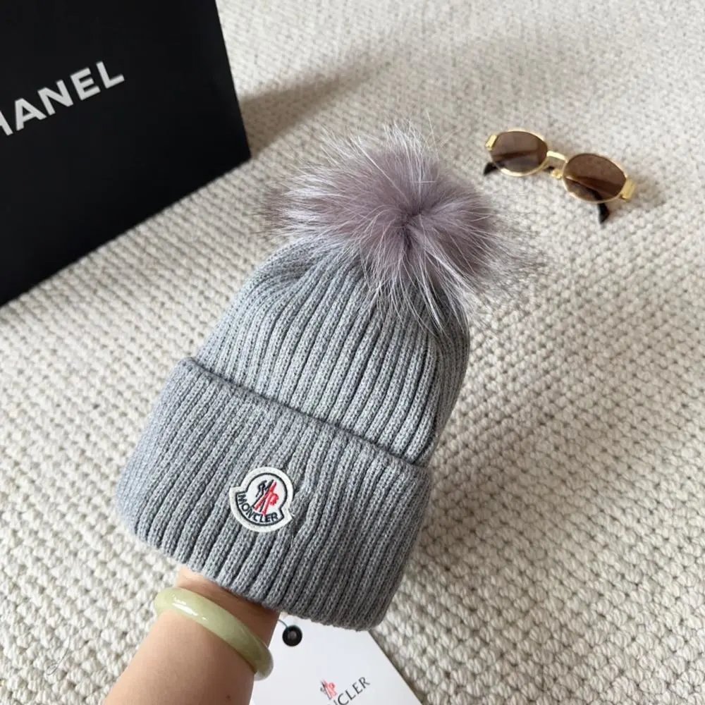 Moncler Hats Ribbed knit beanie with pom-pom — Style 2