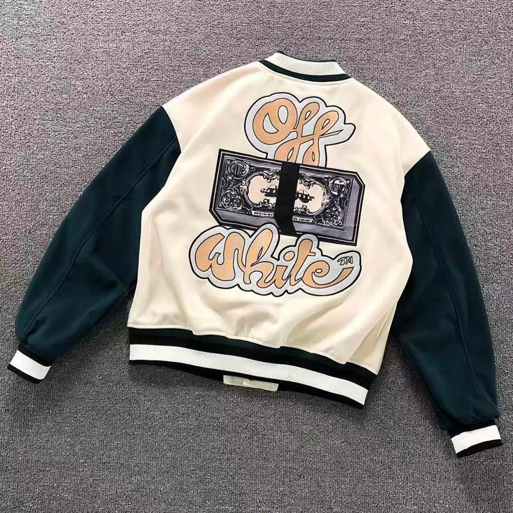 Off-White dollar print varsity jacket — W2CFinds curated find