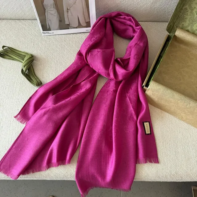 Gucci Scarves GG monogram fringed scarf product detail image 7