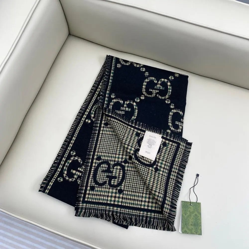 Gucci Scarves Fringed Double G Pattern Scarf image 6