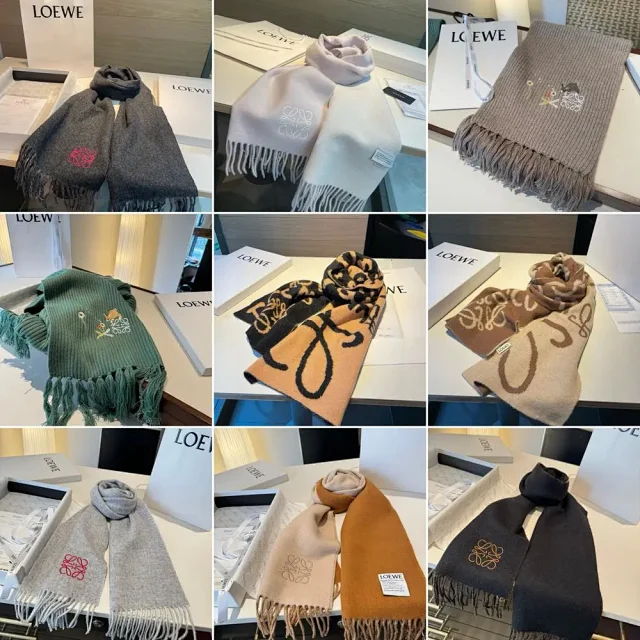 Loewe Scarves Anagram logo fringed scarf product detail image 1