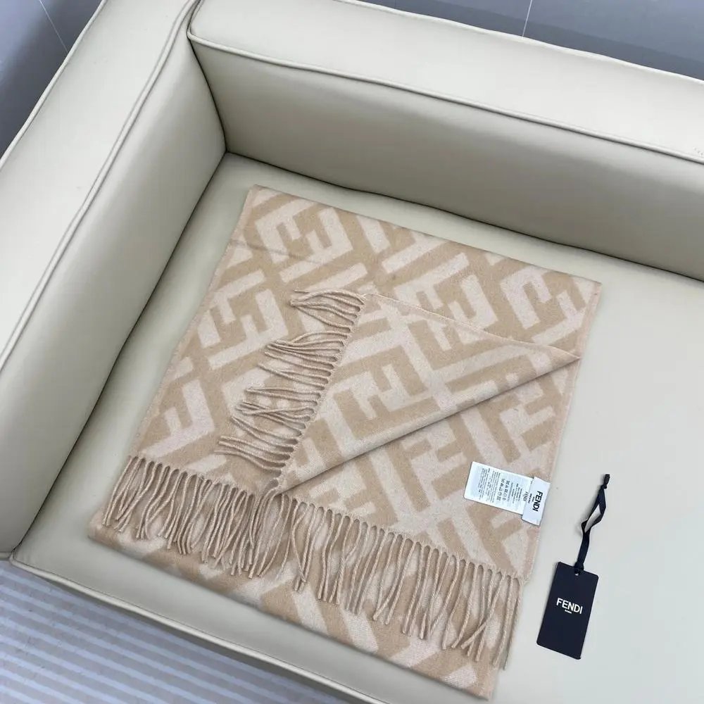 Fendi Scarves FF monogram fringed scarf image 6