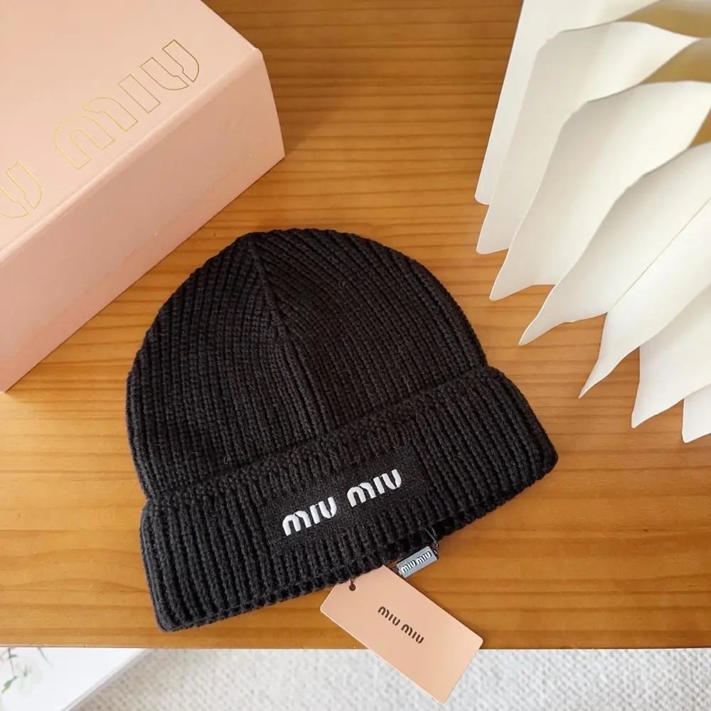 Miu Hats Logo-embroidered rib-knit cuffed beanie image 4