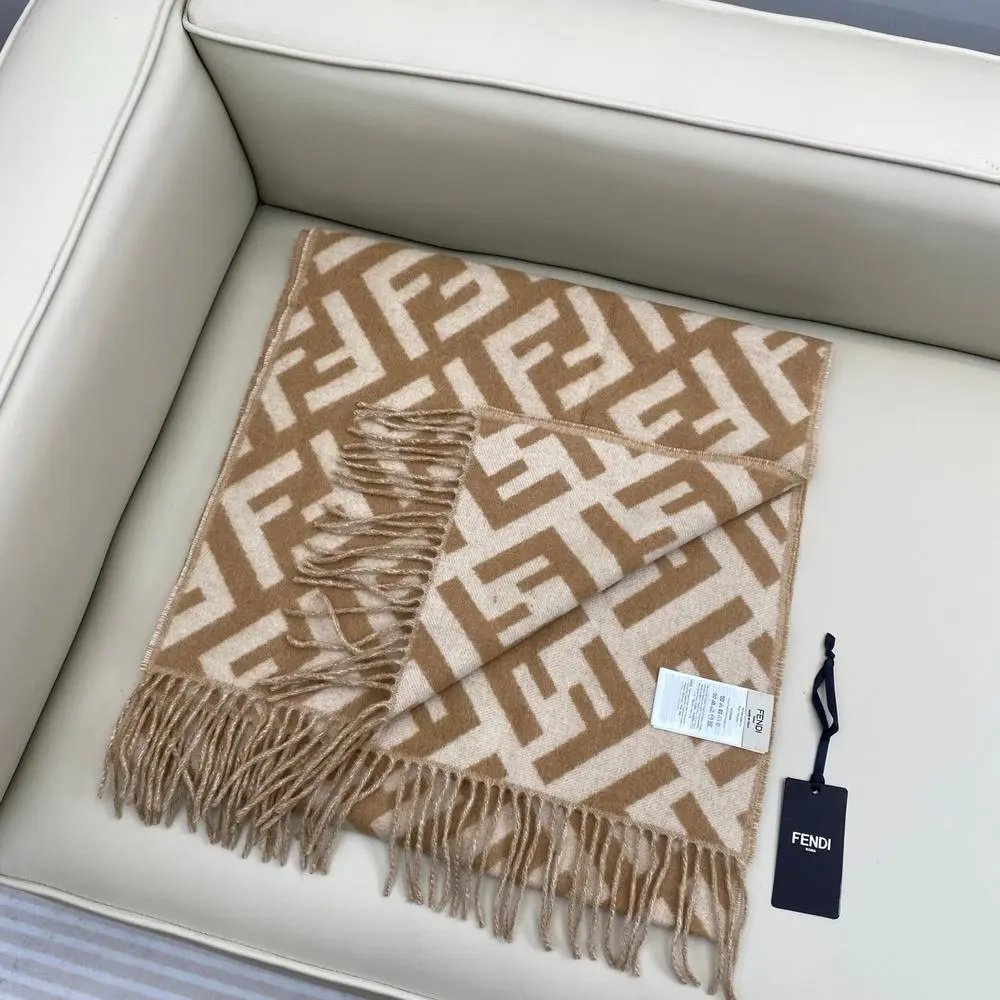 Fendi Scarves FF monogram fringed scarf image 9