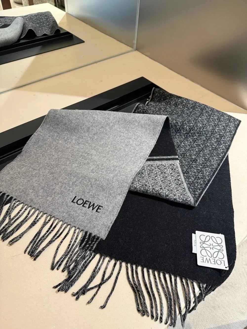 Loewe Scarves Anagram logo fringed scarf image 6