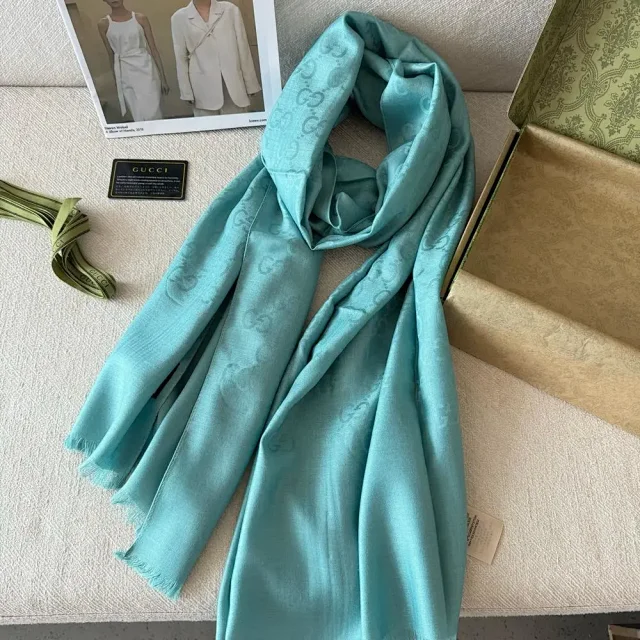 Gucci Scarves GG monogram fringed scarf product detail image 2