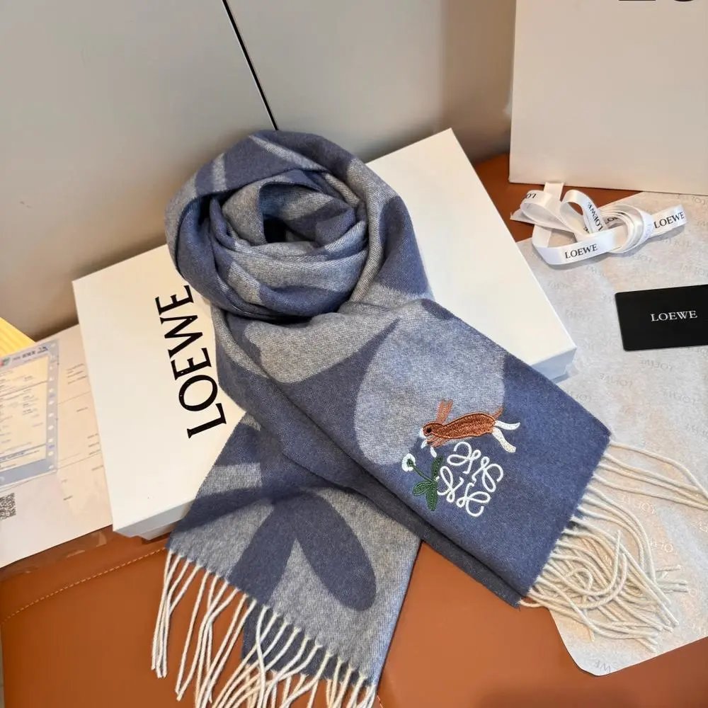 Loewe Scarves Fringed plaid and embroidered image 6