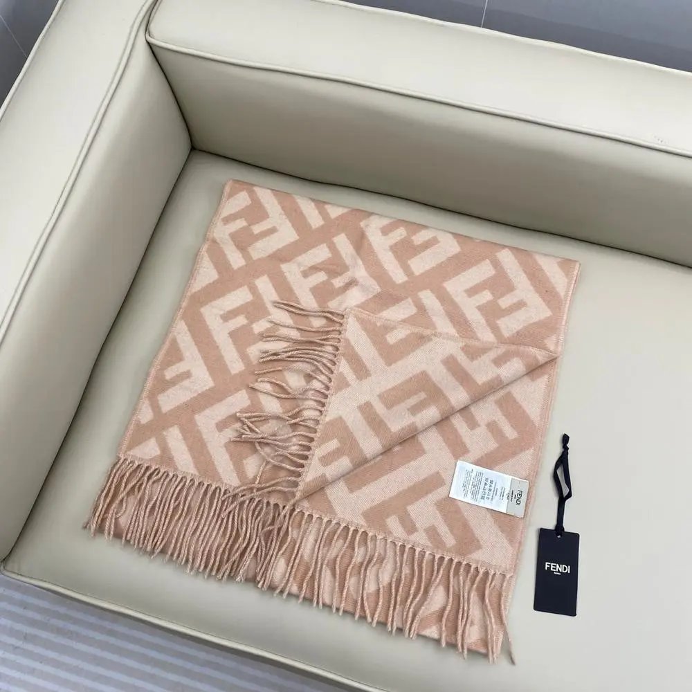 Fendi Scarves FF monogram fringed scarf image 10