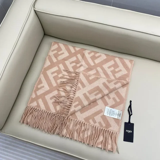 Fendi Scarves FF monogram fringed scarf product detail image 10