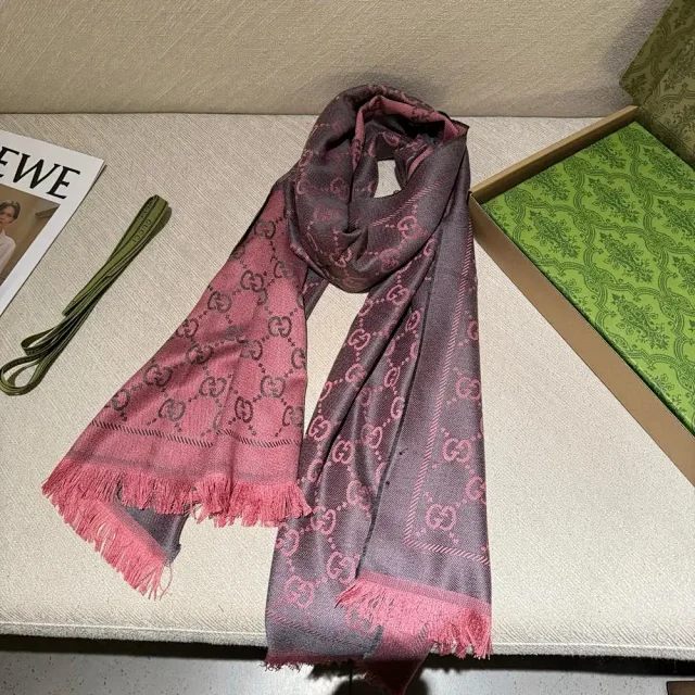 Gucci Scarves GG Monogram Fringed Scarf product detail image 2