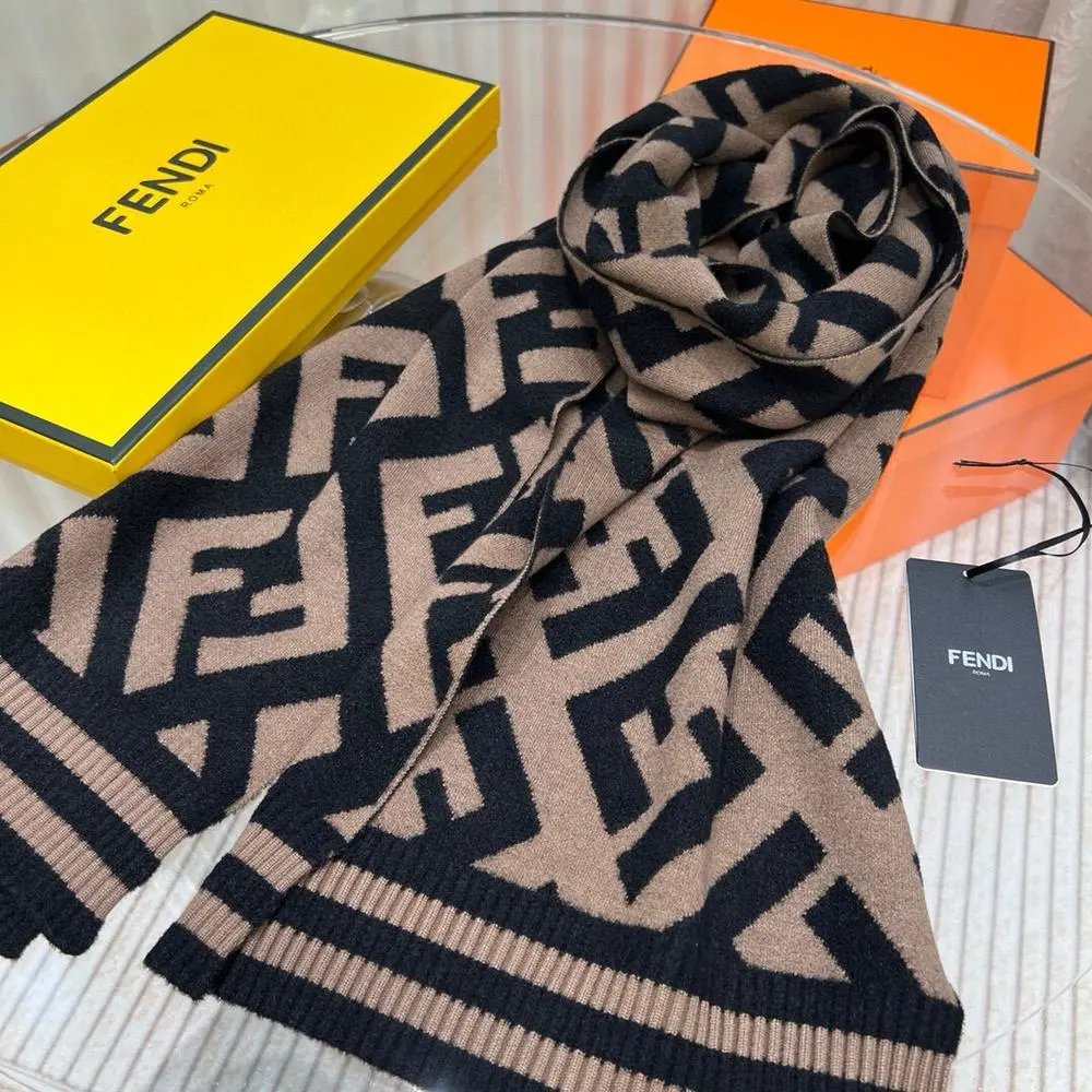 Fendi Scarves FF monogram fringed scarf image 10