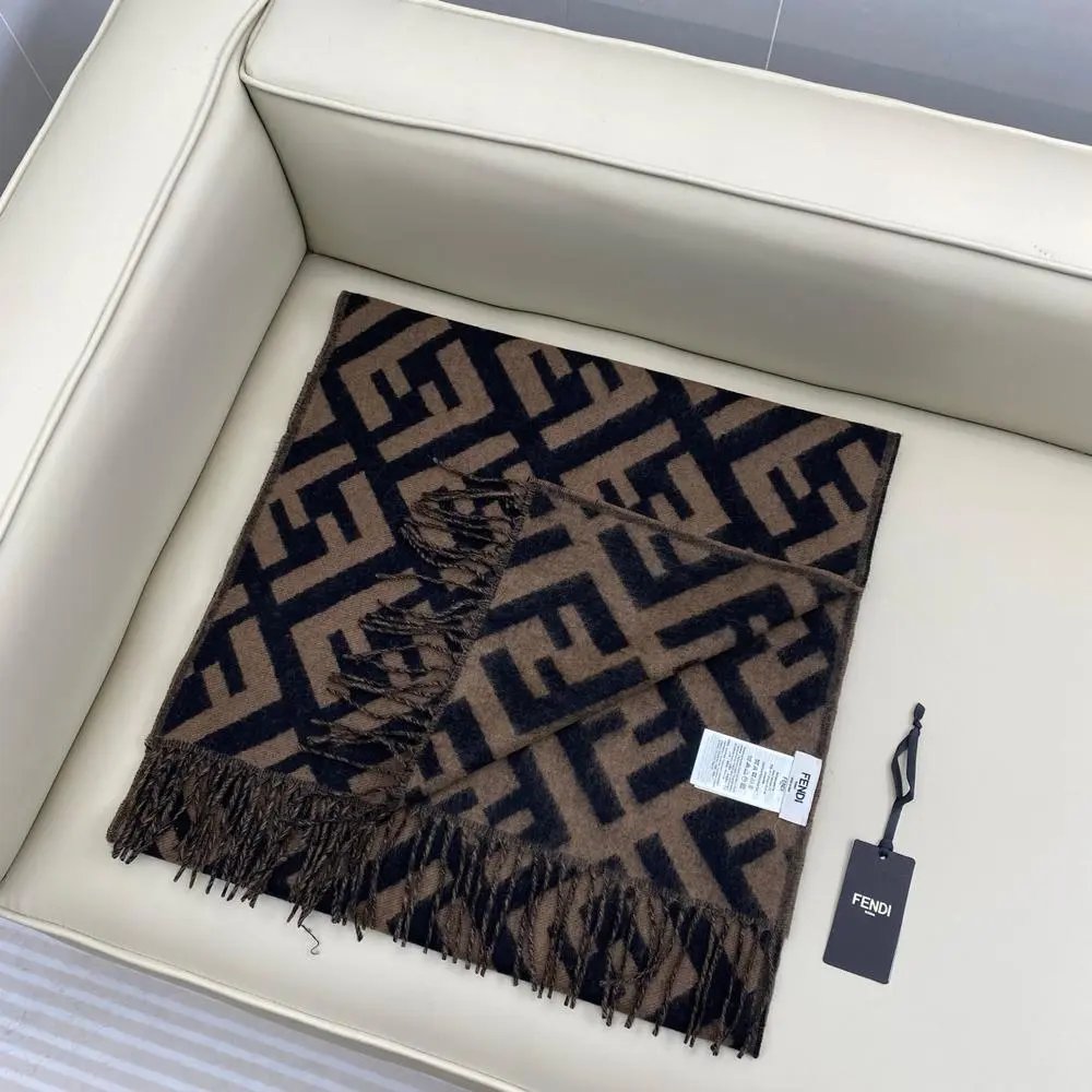 Fendi Scarves FF monogram fringed scarf image 8
