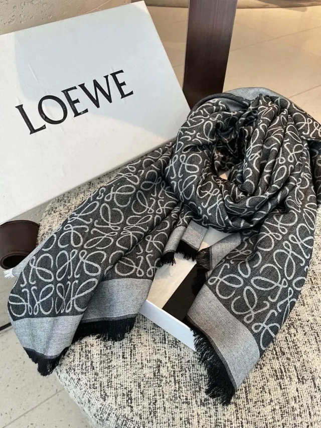 Loewe Scarves Anagram logo fringed scarf product detail image 10