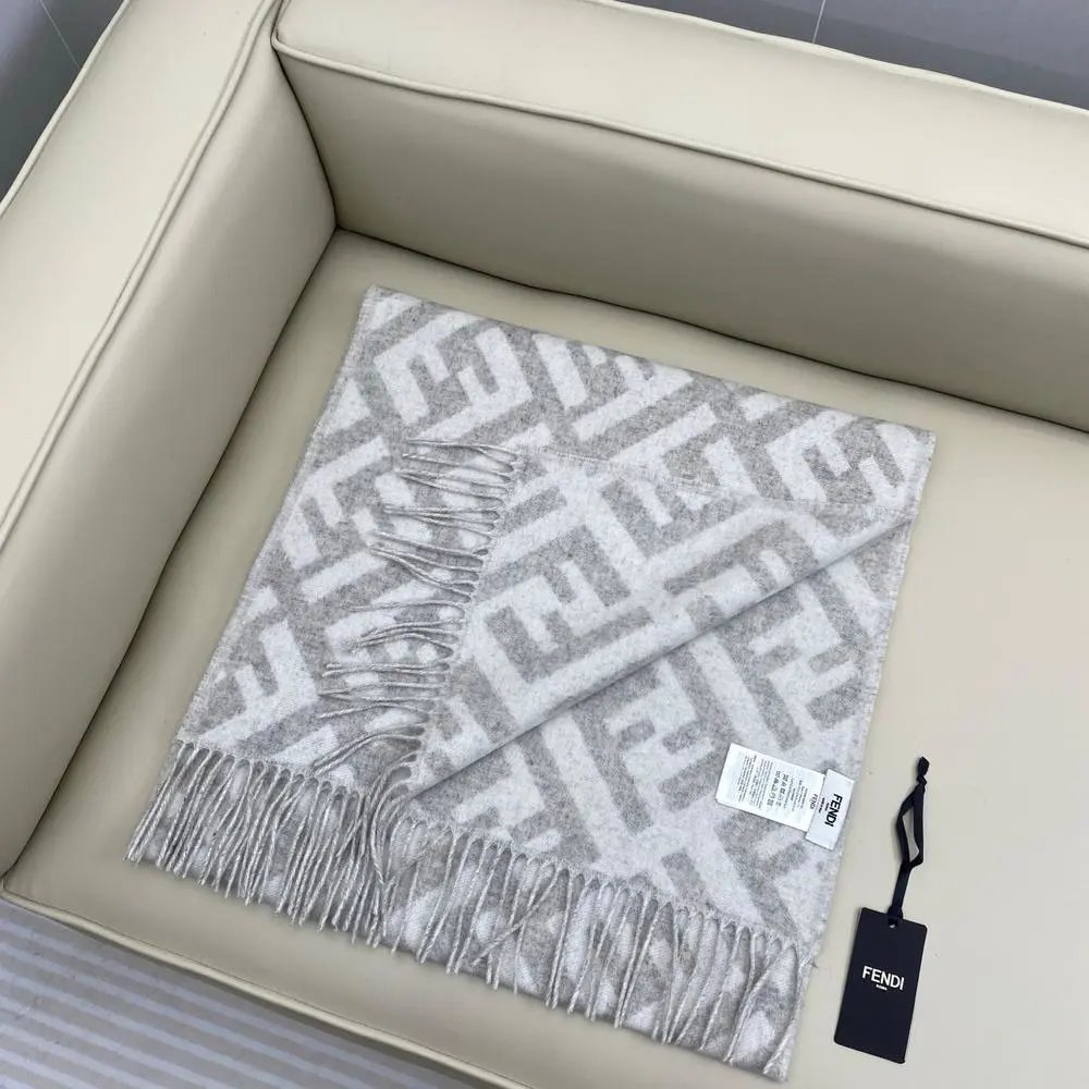 Fendi Scarves FF monogram fringed scarf image 7