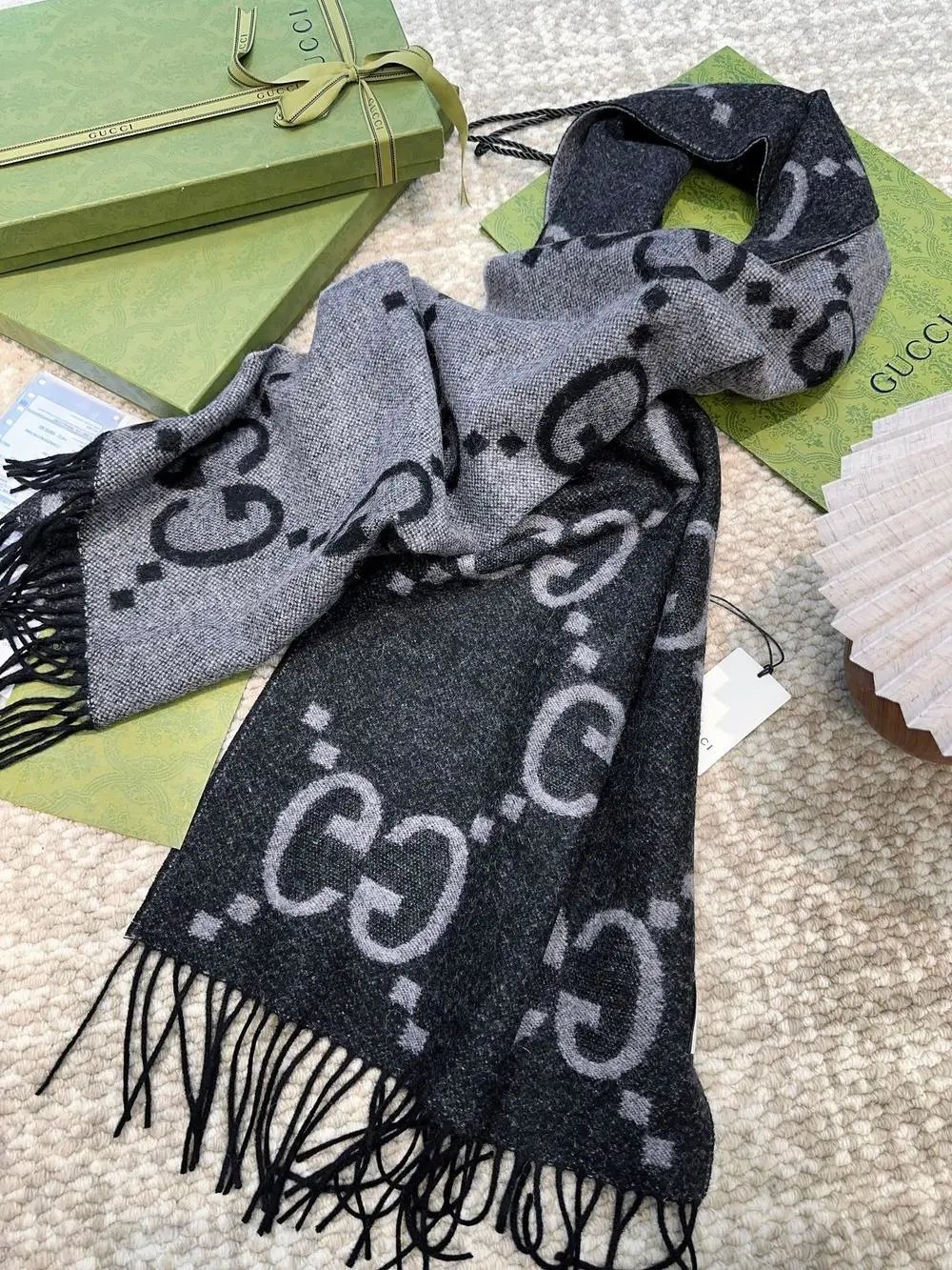Gucci Scarves GG Monogram Fringed Scarf image 7