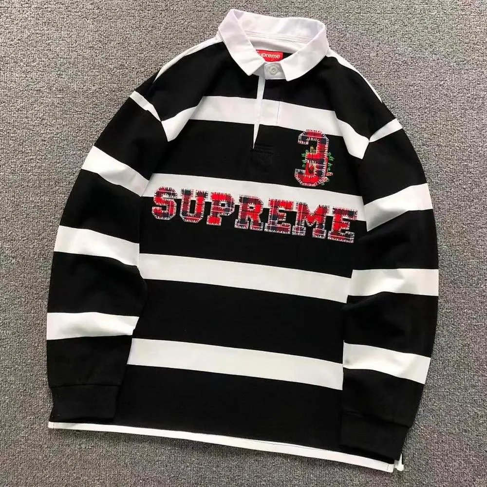 Supreme striped logo rugby long sleeve shirt — W2CFinds curated find