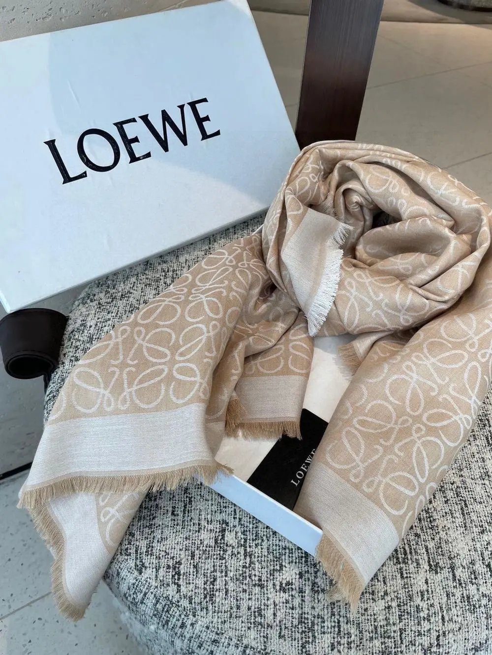 Loewe Scarves Anagram logo fringed scarf image 9