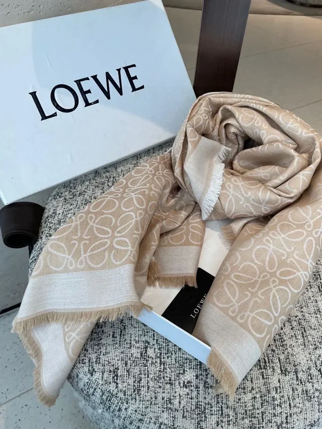 Loewe Scarves Anagram logo fringed scarf product detail image 9