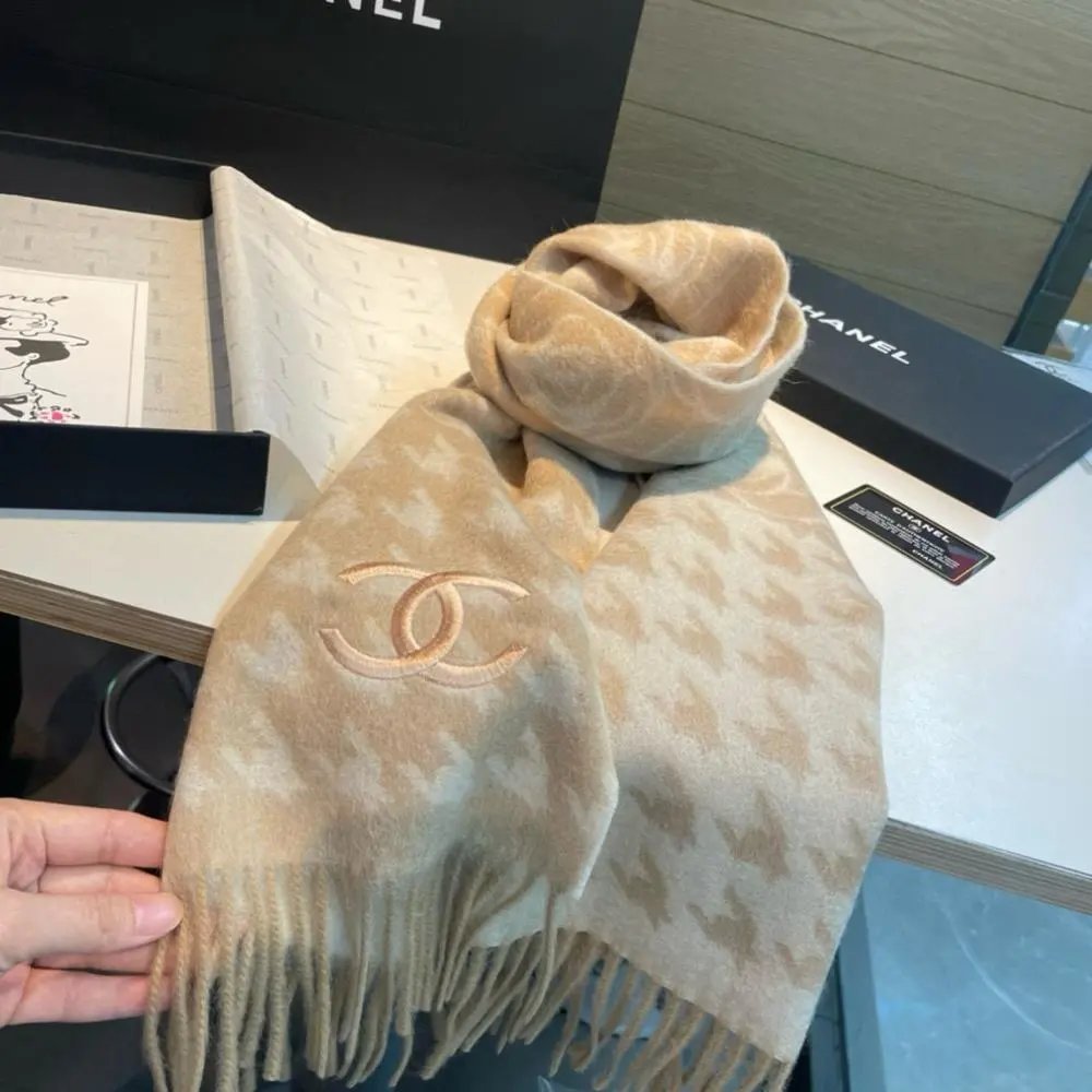 Chanel Scarves Floral CC Logo Fringe Scarf image 6