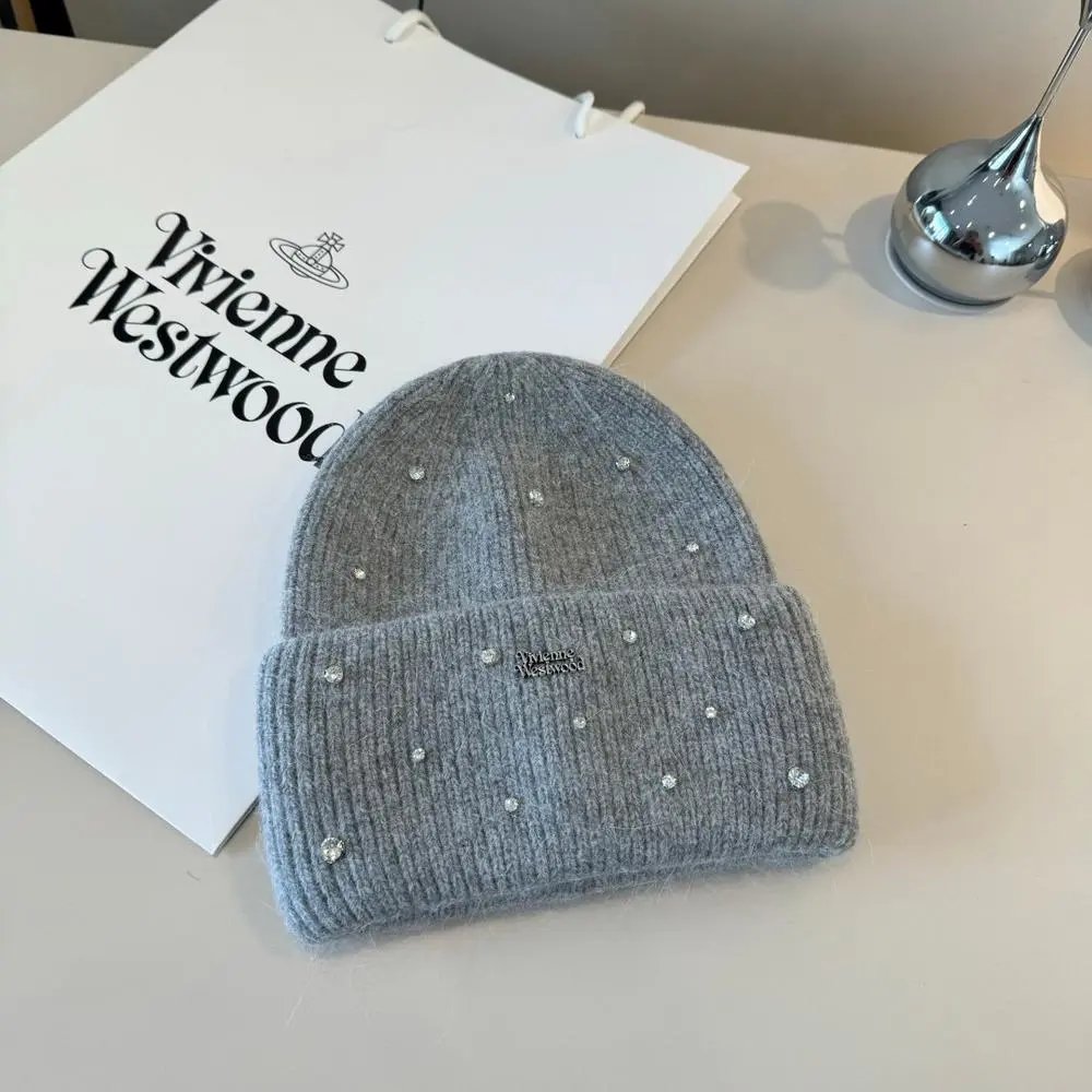 Vivienne Westwood Hats Ribbed knit beanie with rhinestone embellishments image 5