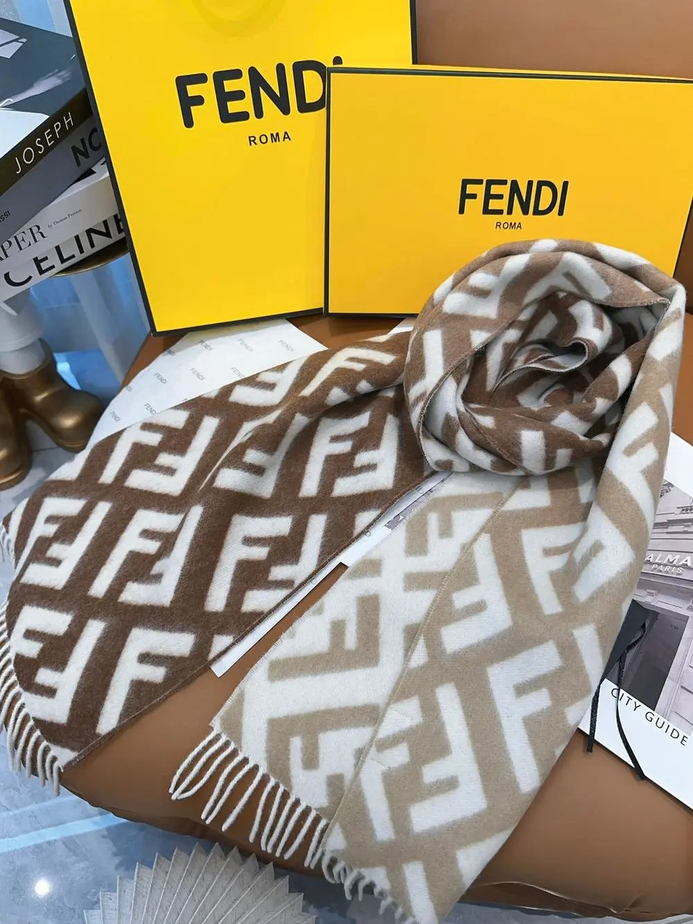 Fendi Scarves FF monogram fringed scarf image 3