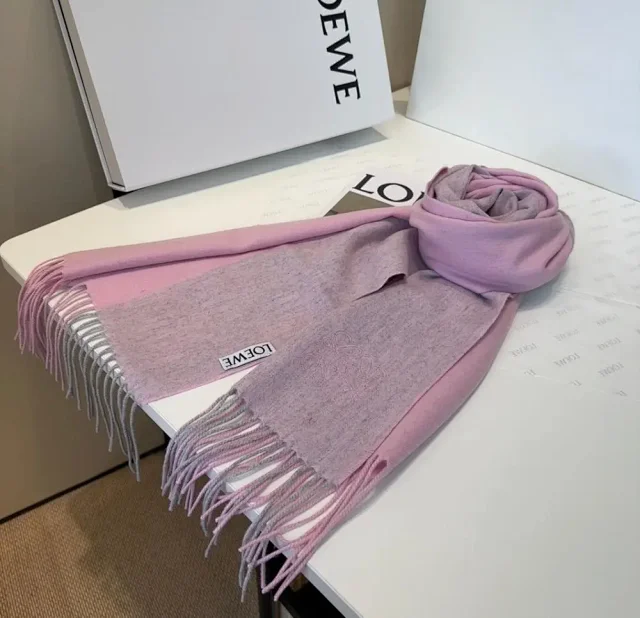 Loewe Scarves Fringed logo-embroidered scarf product detail image 4
