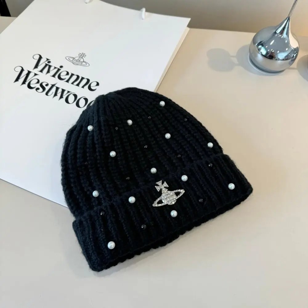 Vivienne Westwood Hats Ribbed knit beanie with rhinestone embellishments image 7