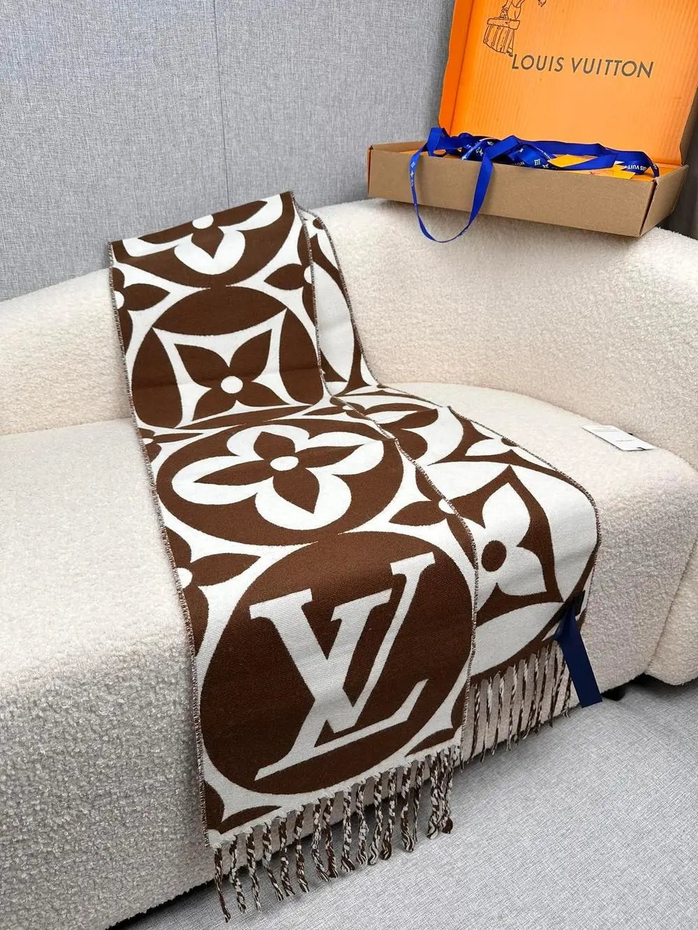 Louis Vuitton Scarves Oversized Monogram Fringe Scarf image 3