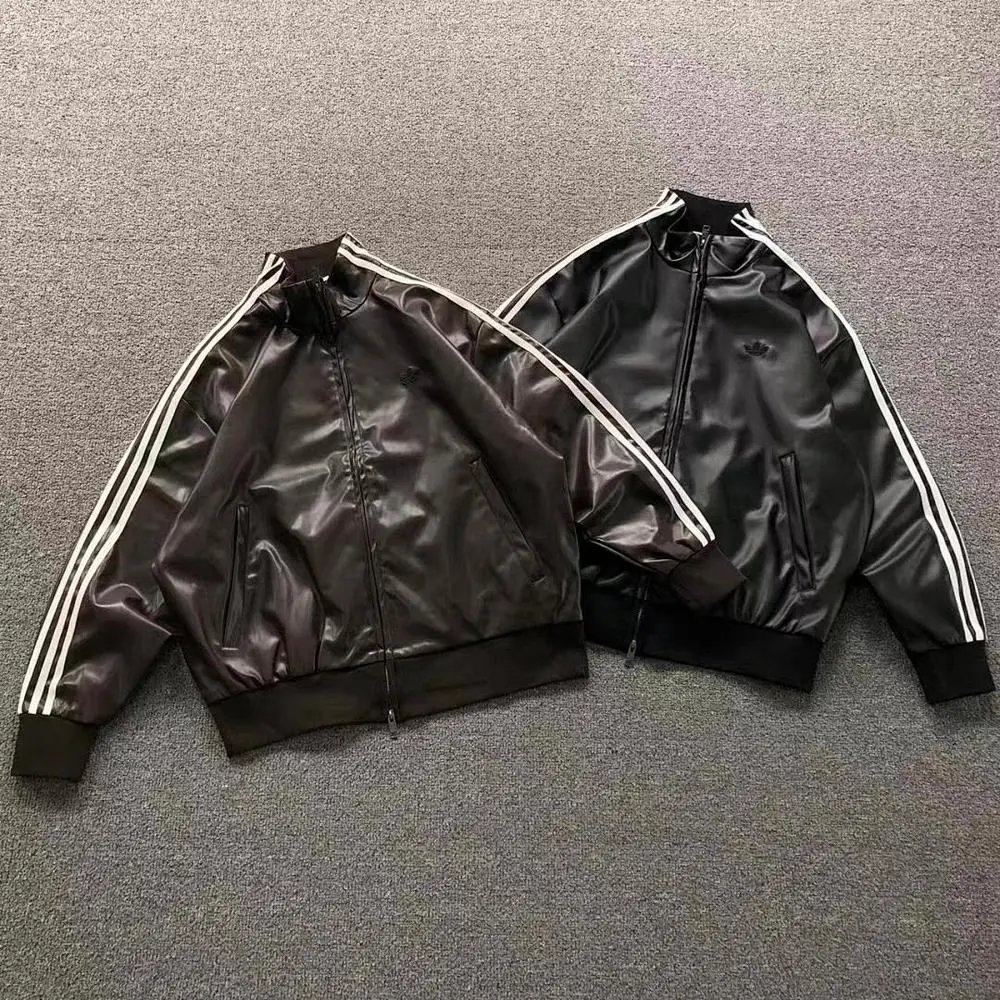 Adidas Originals three stripes faux leather jacket — W2CFinds curated find