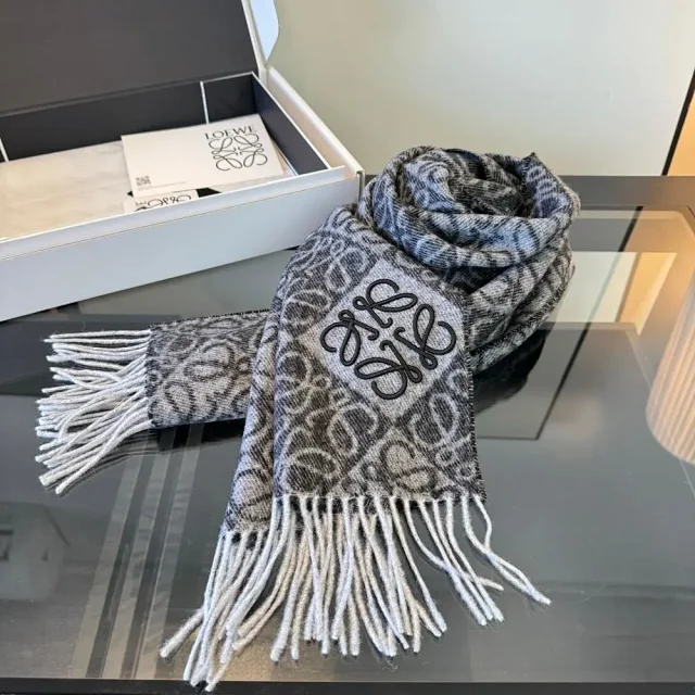 Loewe Scarves Anagram logo fringed scarf product detail image 2