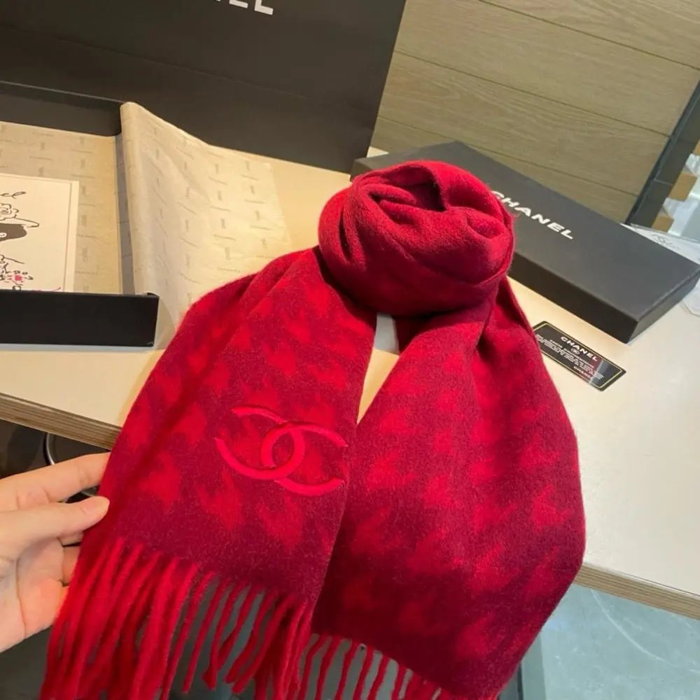 Chanel Scarves Floral CC Logo Fringe Scarf image 7