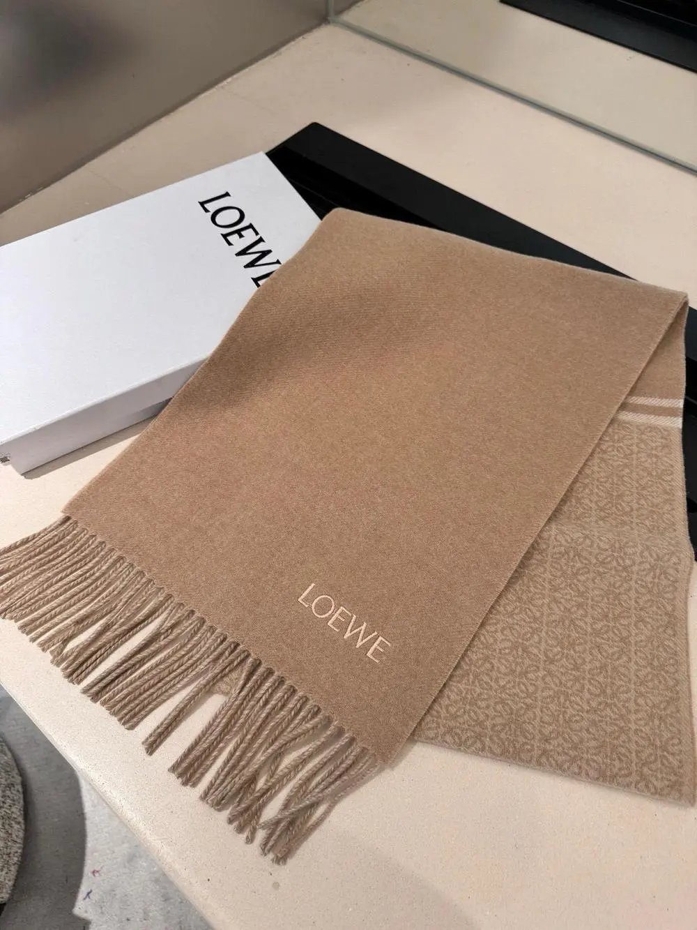 Loewe Scarves Anagram logo fringed scarf image 8