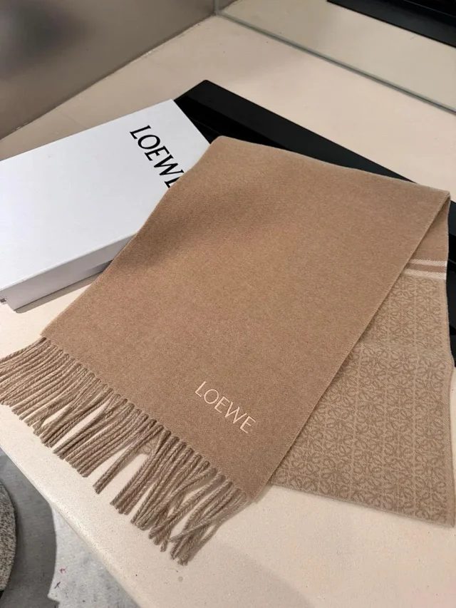 Loewe Scarves Anagram logo fringed scarf product detail image 8