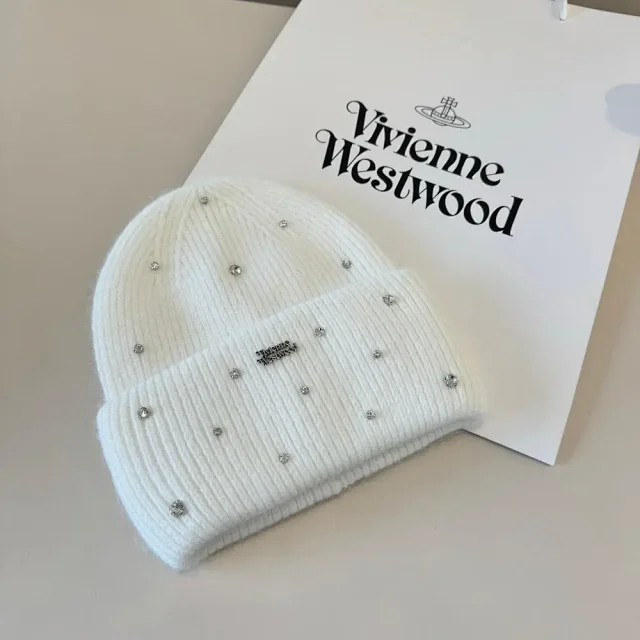 Vivienne Westwood Hats Ribbed knit beanie with rhinestone embellishments product detail image 4