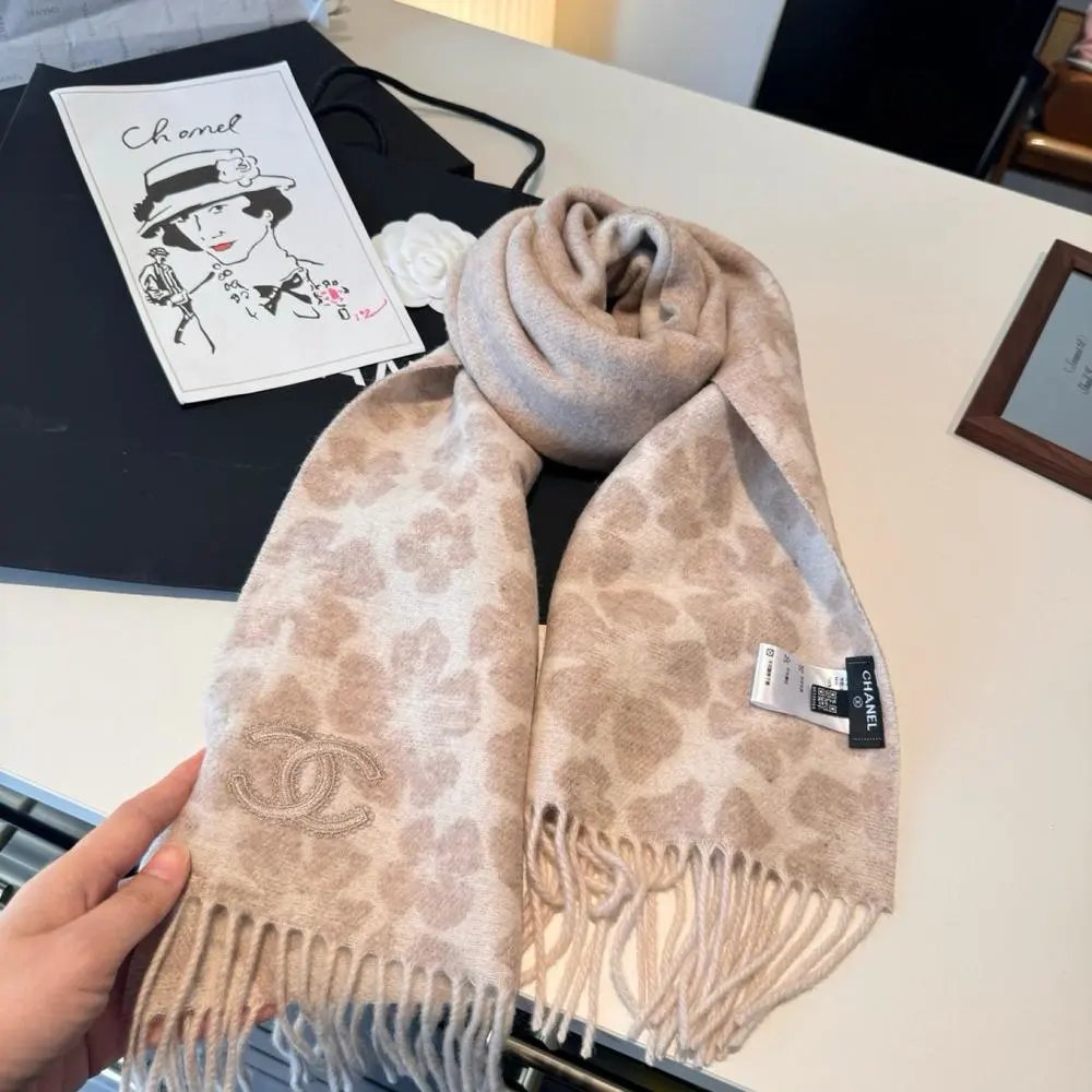 Chanel Scarves Floral CC Logo Fringe Scarf image 4