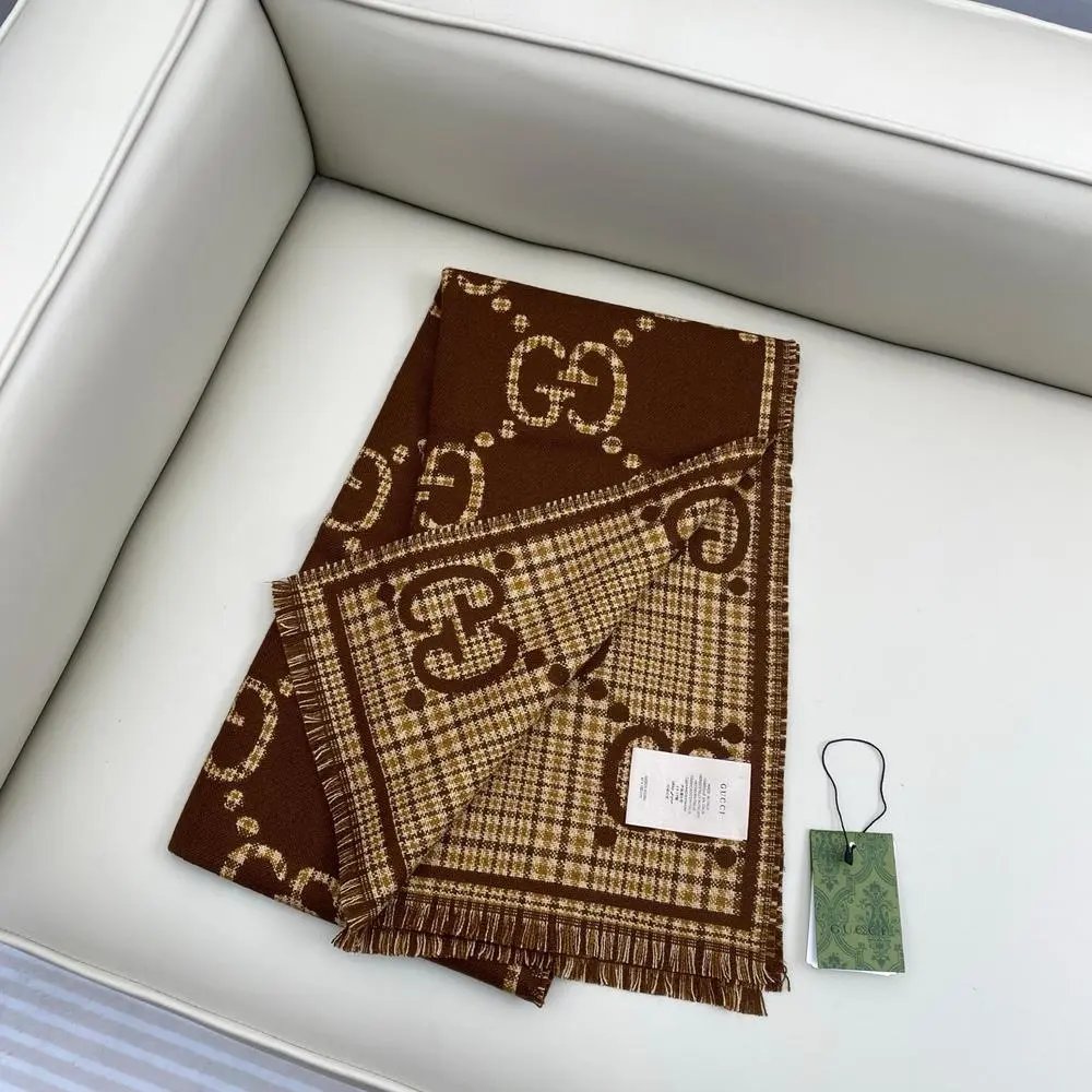 Gucci Scarves Fringed Double G Pattern Scarf image 7