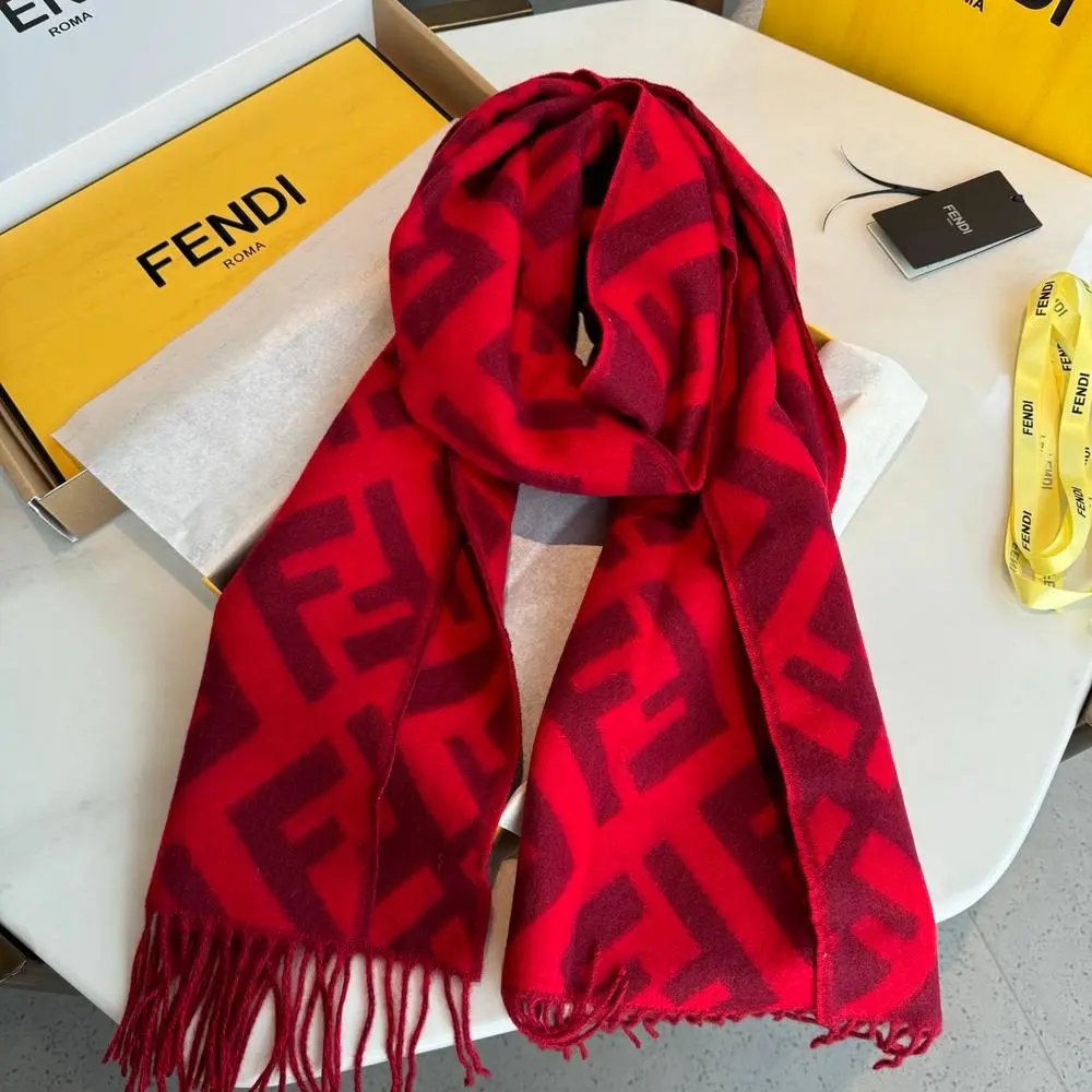 Fendi Scarves FF monogram fringed scarf image 8