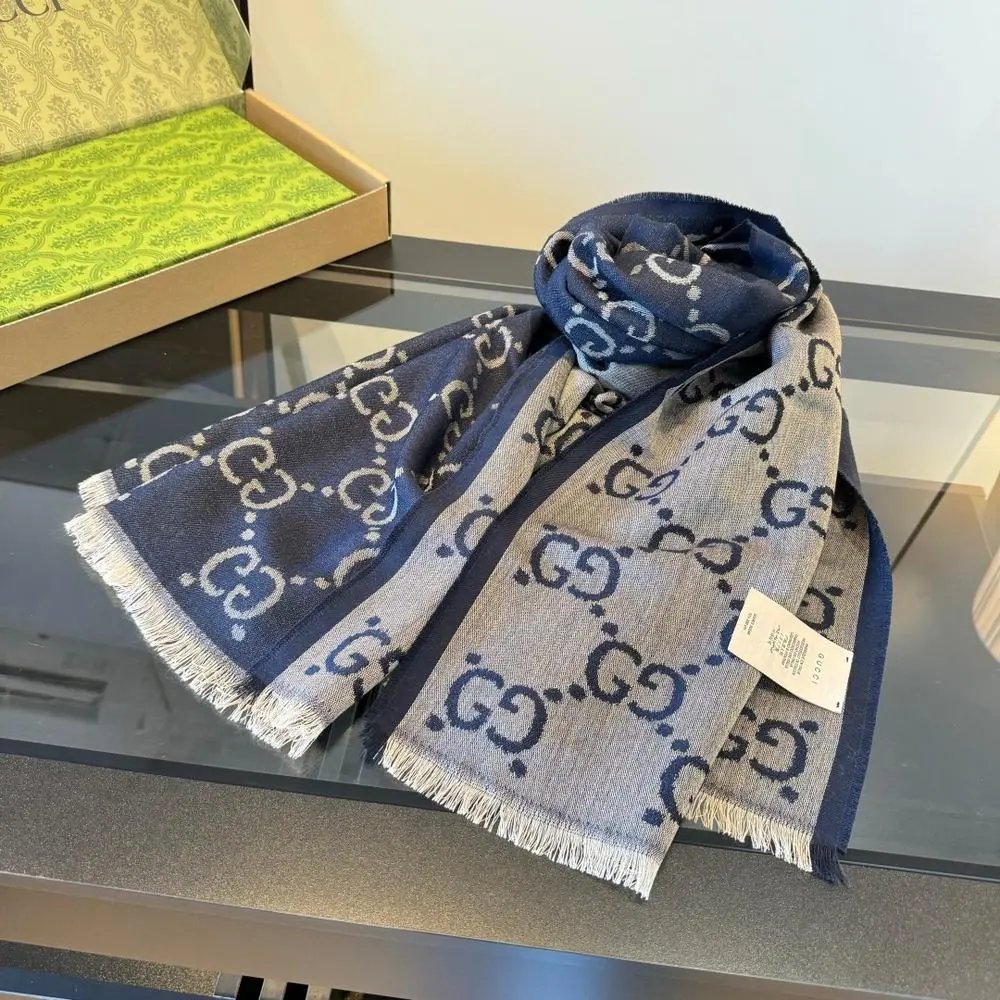 Gucci Scarves Fringed woven with striped and monogram designs image 9