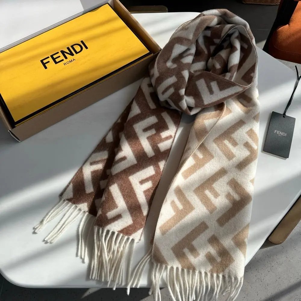 Fendi Scarves FF monogram fringed scarf image 3
