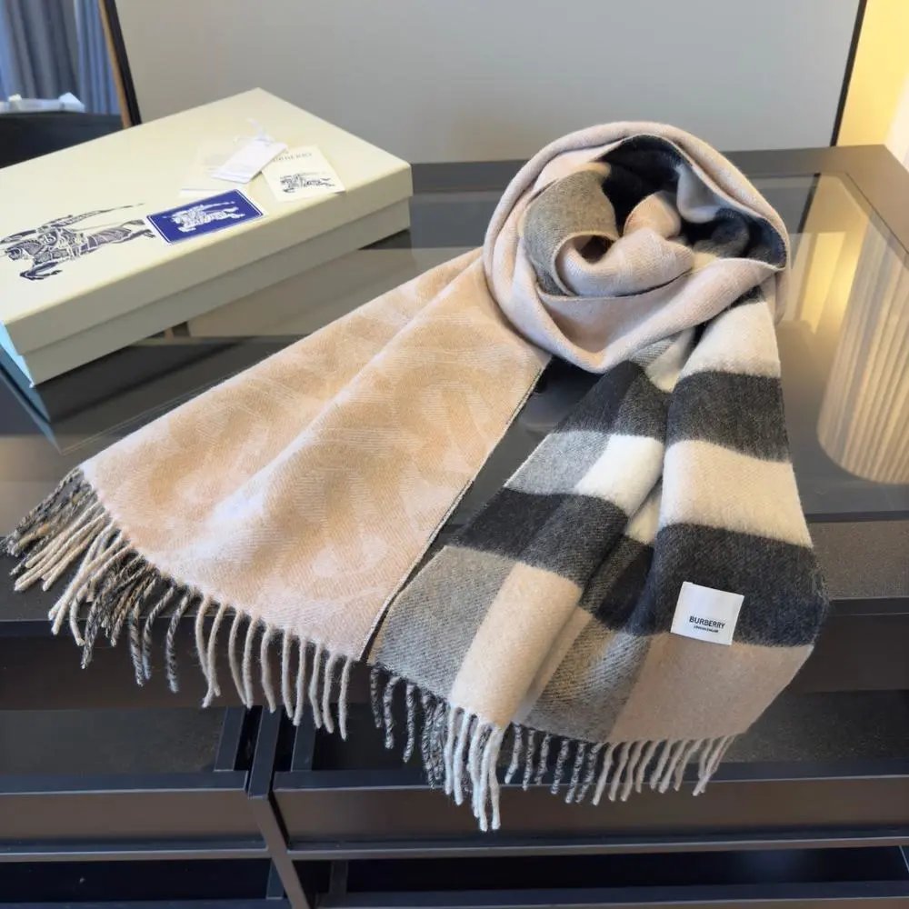 Burberry Scarves Fringed check and monogram scarf image 5