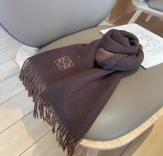 Loewe Scarves Fringed logo-embroidered scarf product detail image 2