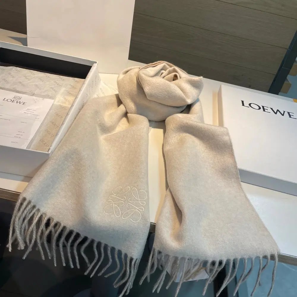 Loewe Scarves Fringed logo-embroidered scarf image 10
