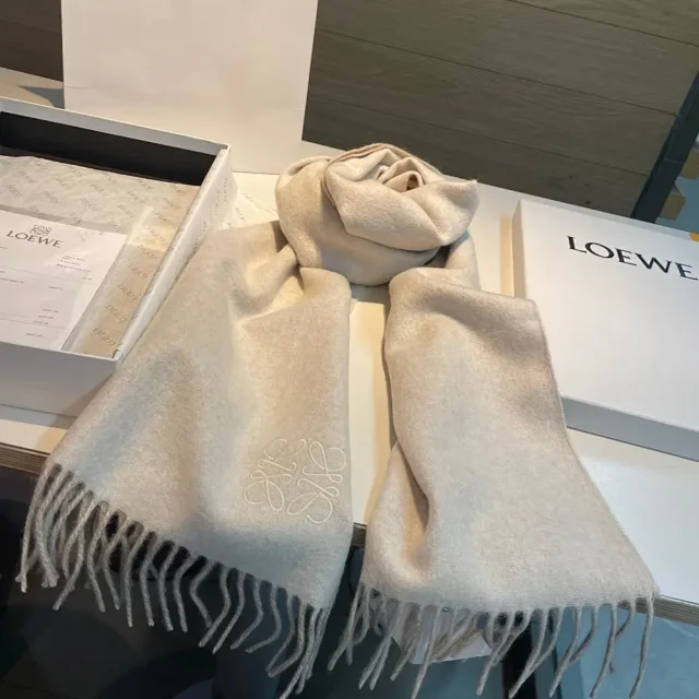 Loewe Scarves Fringed logo-embroidered scarf product detail image 10