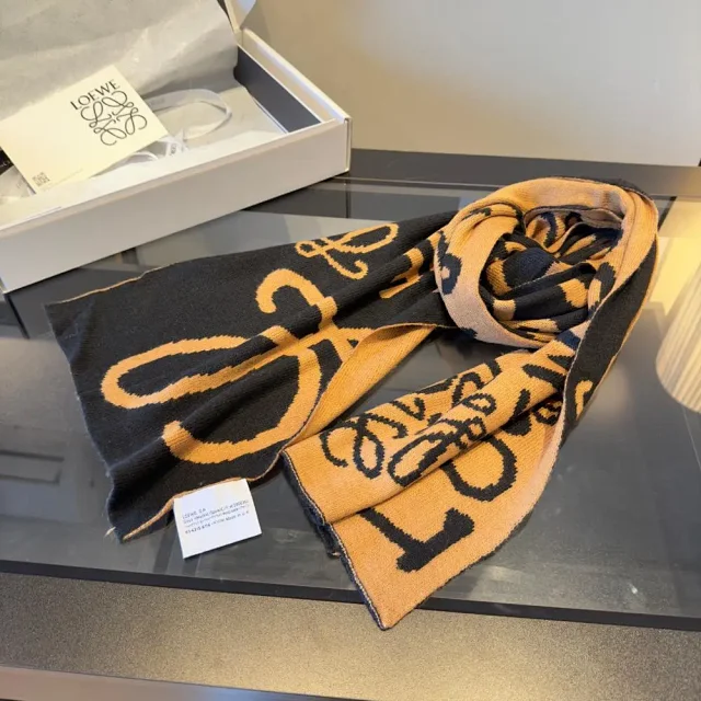 Loewe Scarves Fringed logo-embroidered scarf product detail image 9
