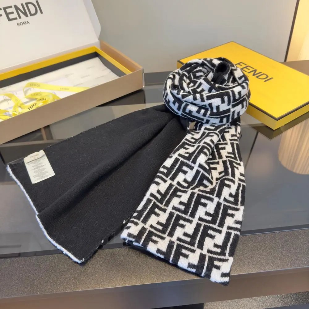 Fendi Scarves FF monogram fringed scarf image 5
